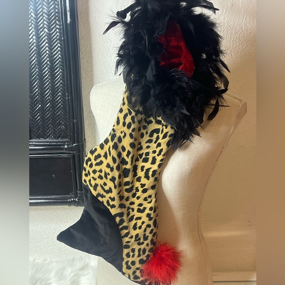 Stocking 🎄🎅🏼VINTAGE Oi San Francisco Leopard and Feather Stocking - Picture 8 of 10